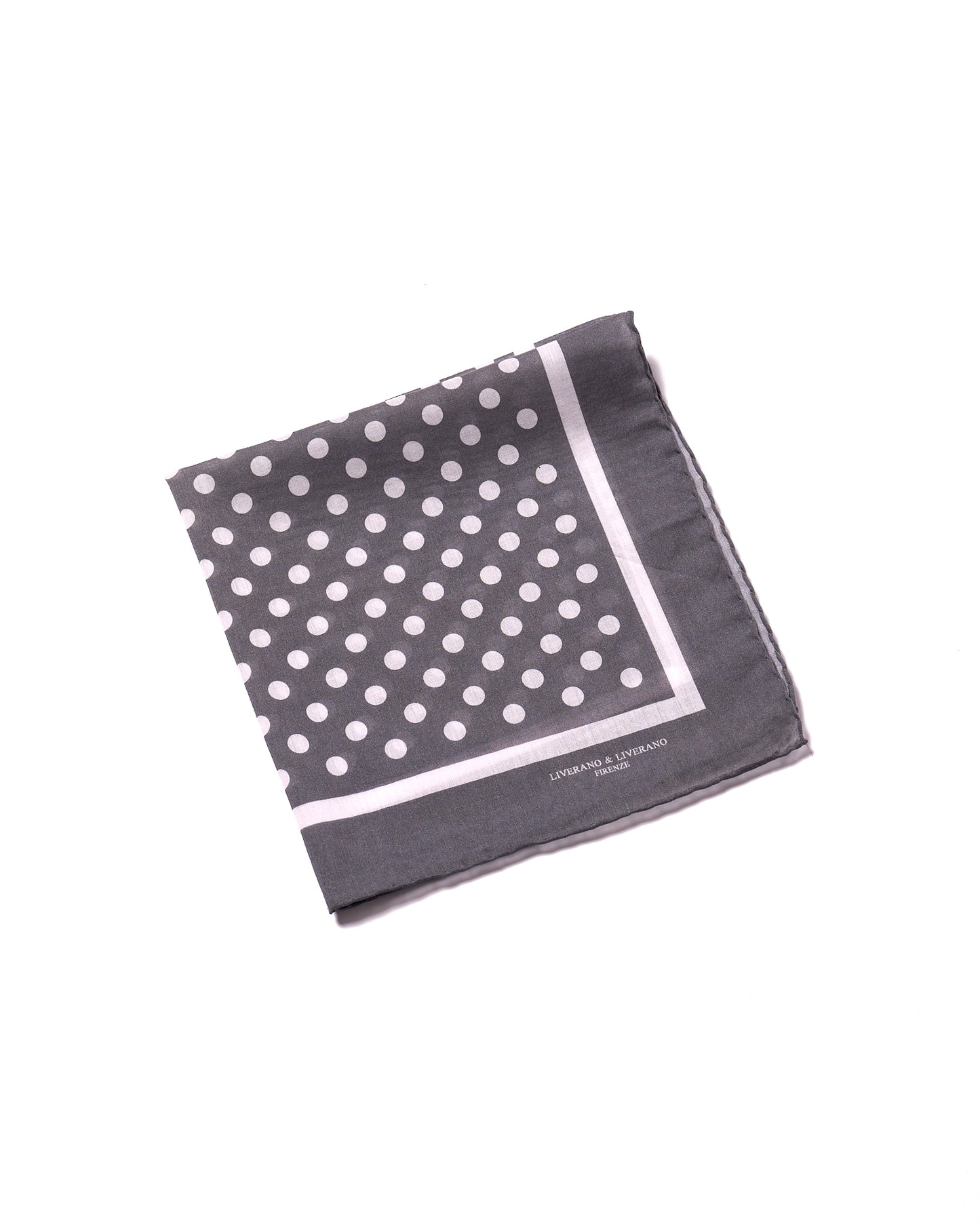 Pocket square - Cotton - Medium grey with white dots print