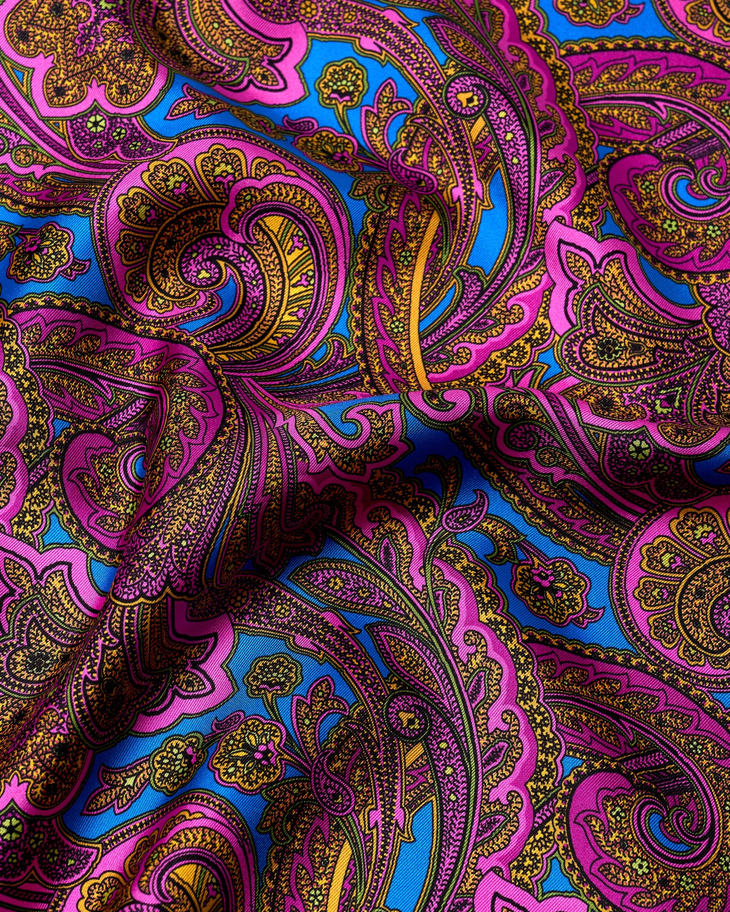 Pocket square - silk - Pink gingham with blue