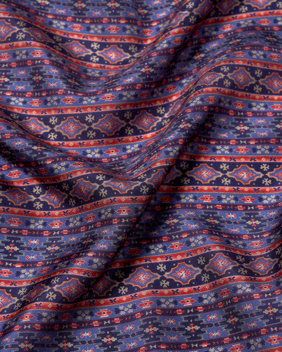 Pocket square - Silk - Navy navajo pattern