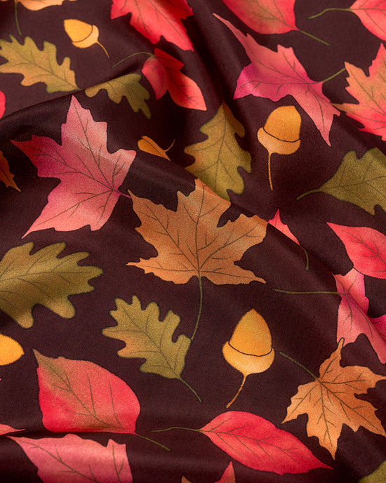 Pocket square - Silk -  Brown with maple for the Somchai