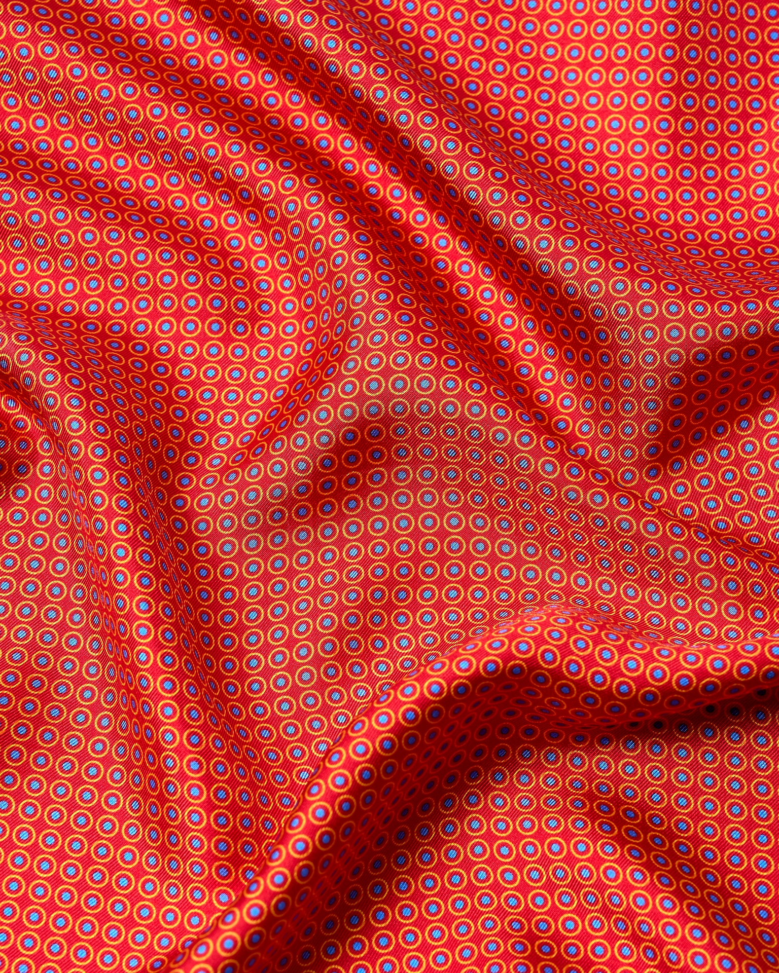 Pocket square - Silk - Red with yellow circle and blue dot