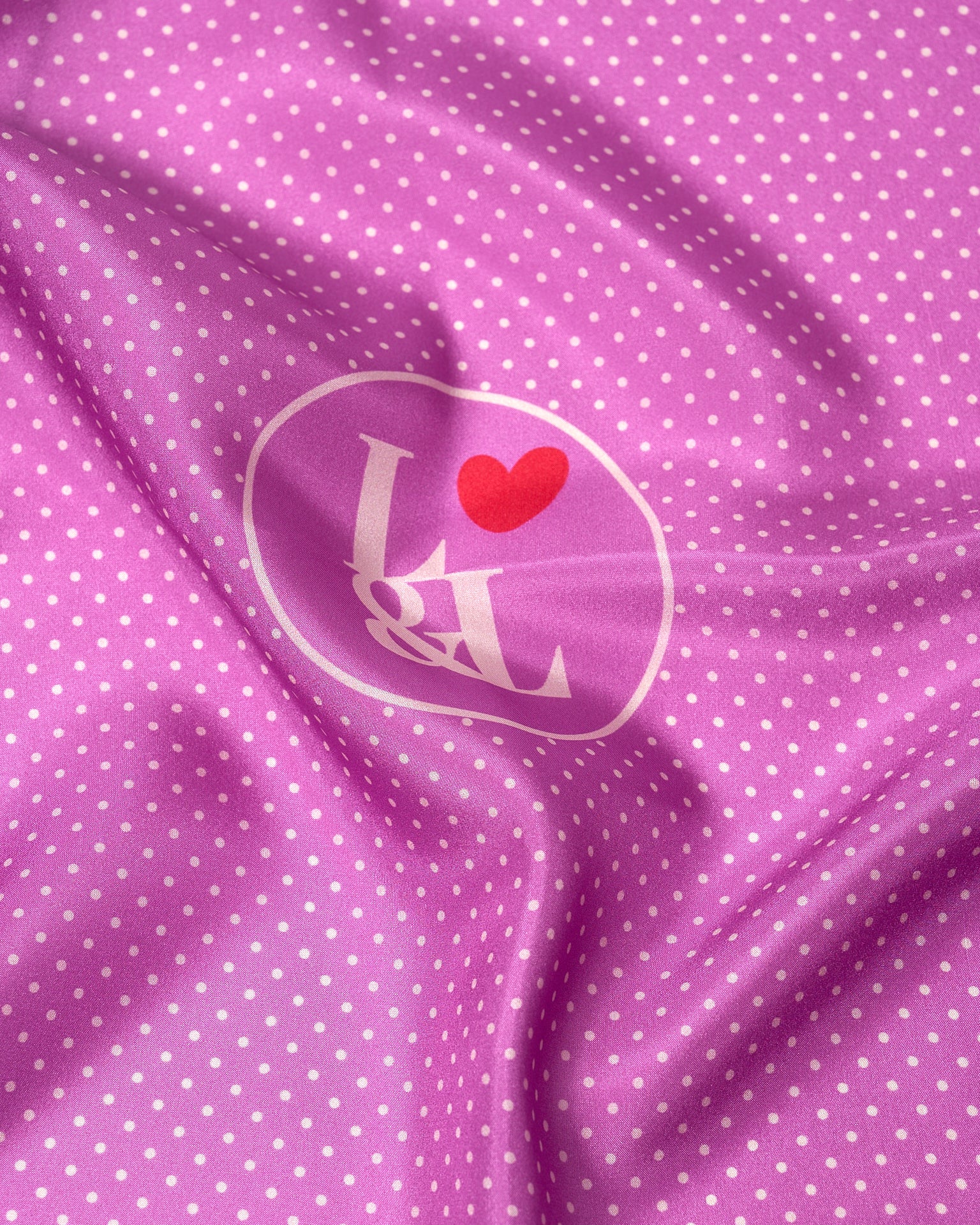 Pocket square - Silk - Pink dots with logo