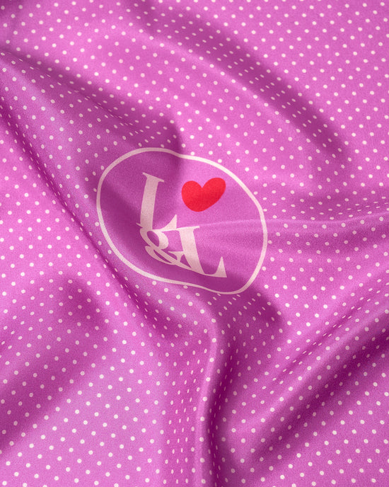 Pocket square - Silk - Pink dots with logo