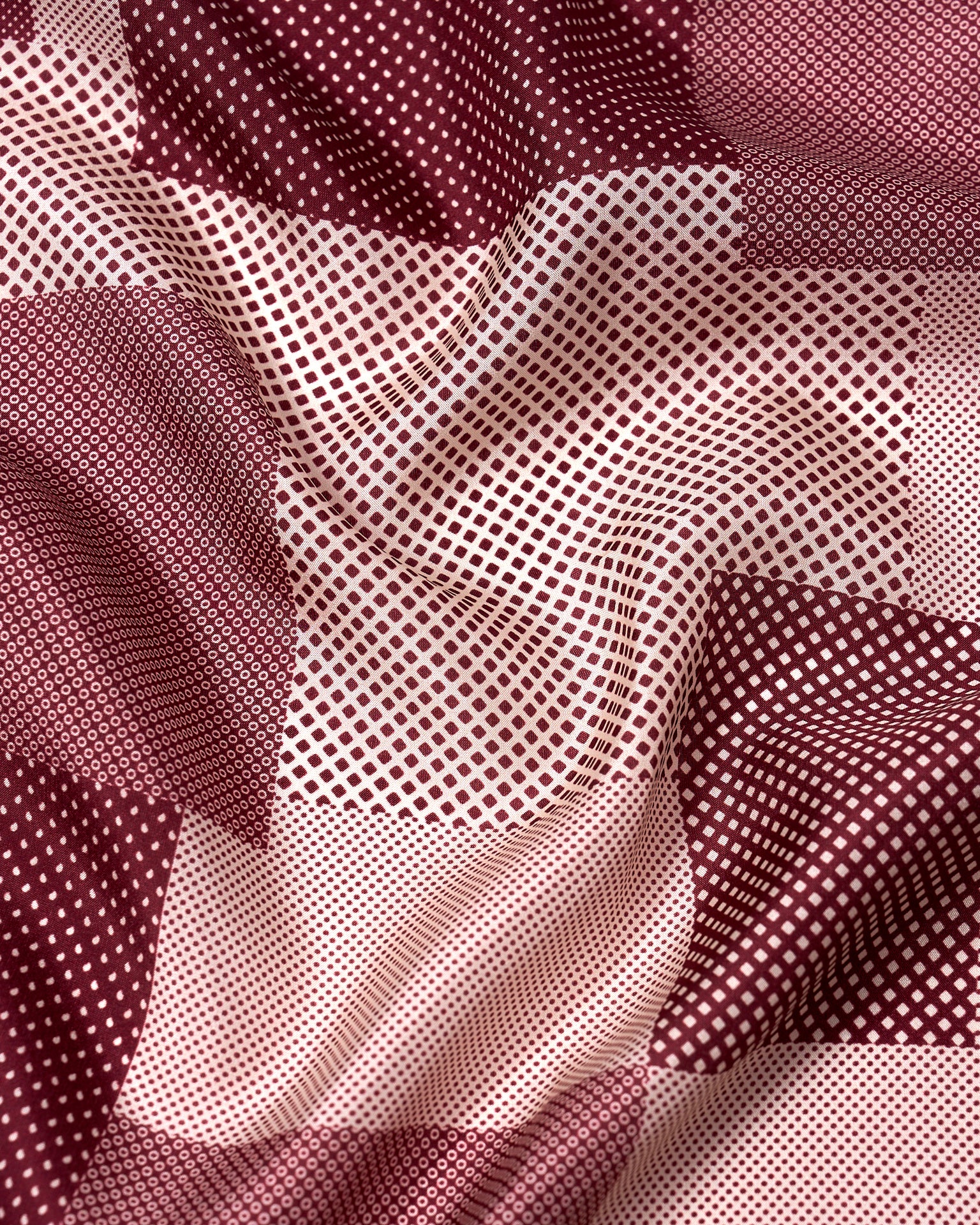 Pocket square - Silk - Burgundy Multi dots and patterns