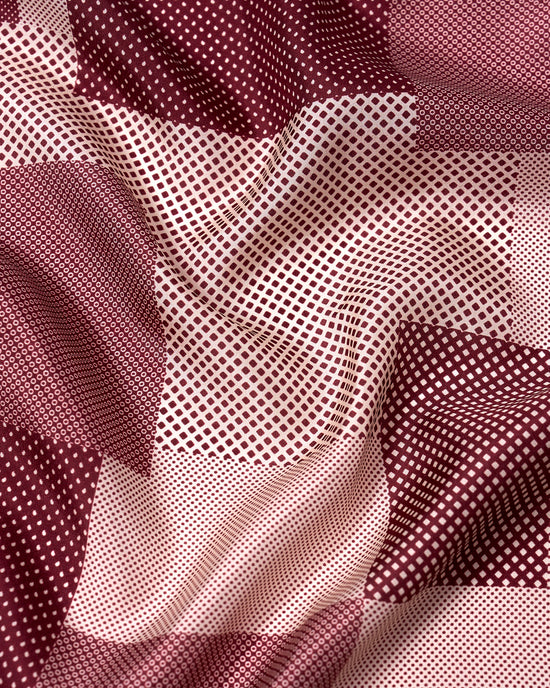 Pocket square - Silk - Burgundy Multi dots and patterns