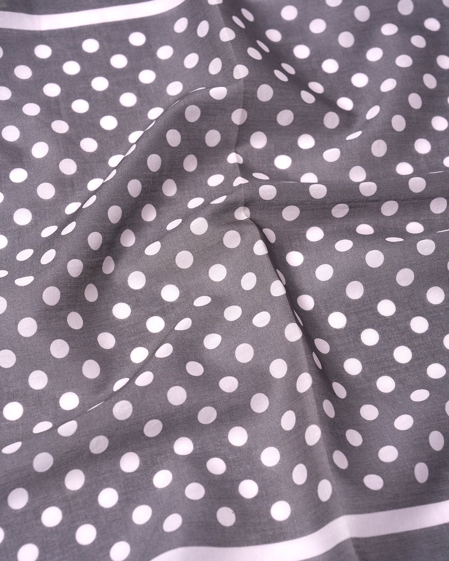 Pocket square - Cotton - Medium grey with white dots print