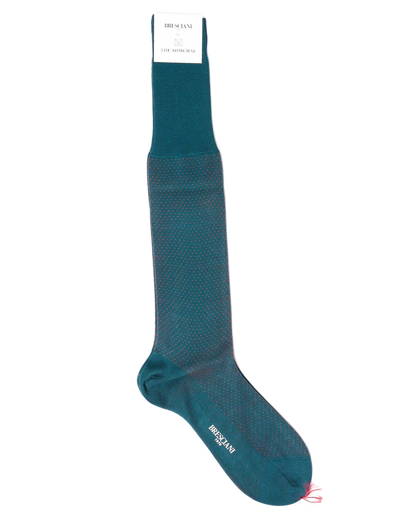 Knee length socks - V dots cotton - Pavone Mattone 026 - ML034RI1157XX