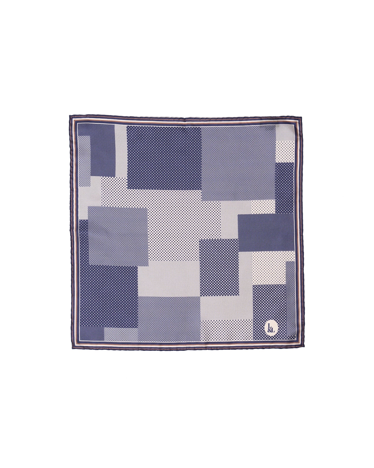 Pocket square - Silk - Navy Multi dots and patterns