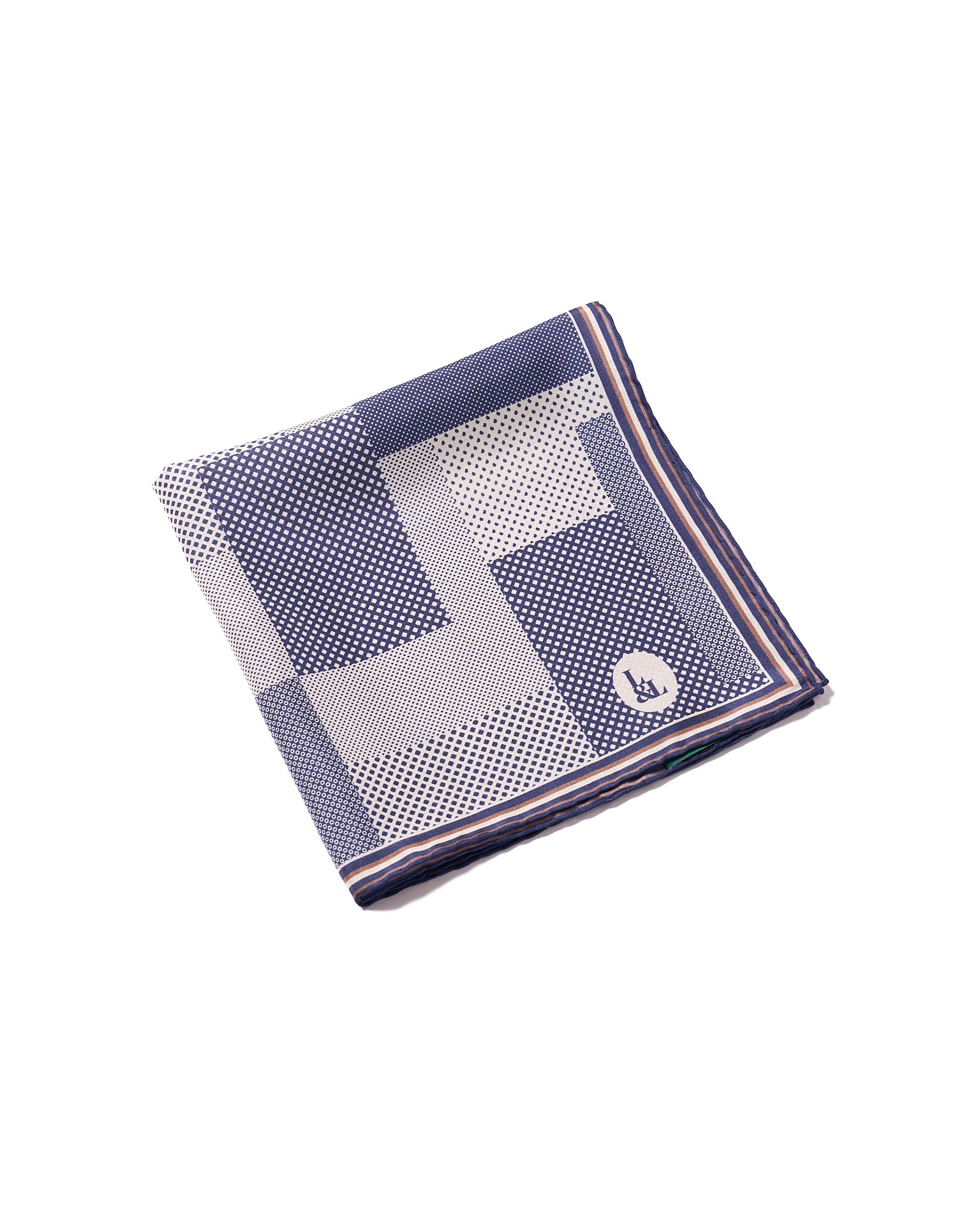 Pocket square - Silk - Navy Multi dots and patterns
