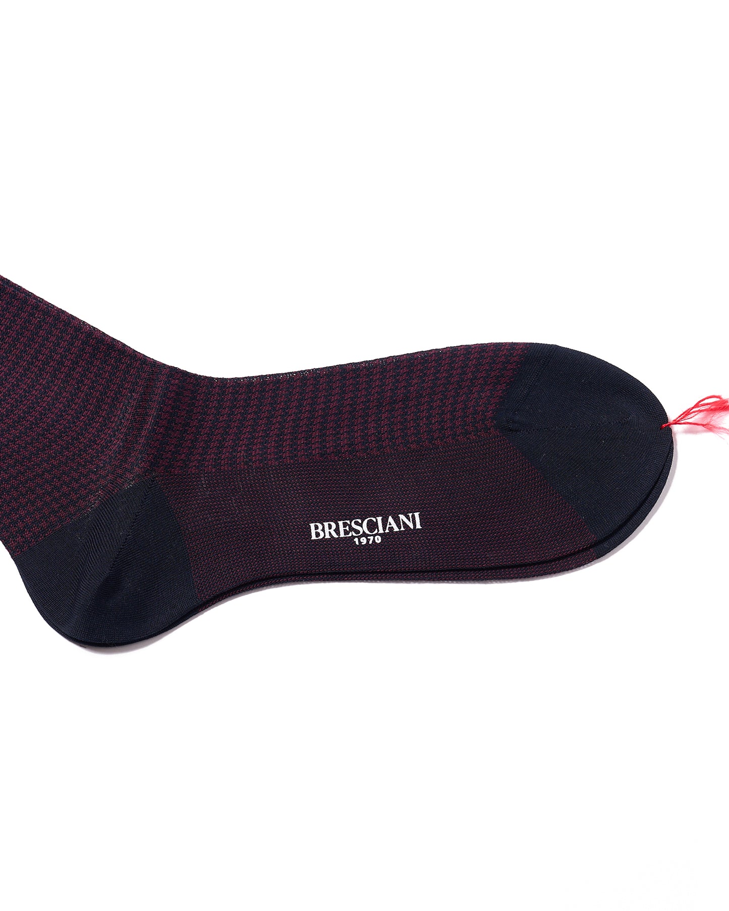 Knee length socks - Houndstooth cotton - Blue Bordeaux