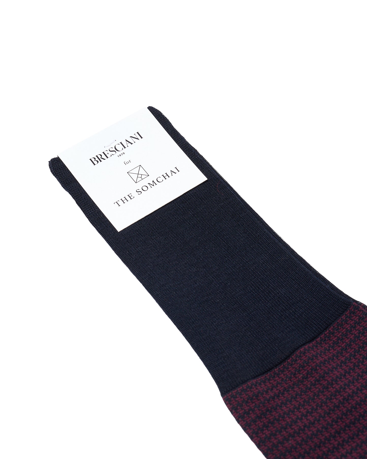 Knee length socks - Houndstooth cotton - Blue Bordeaux