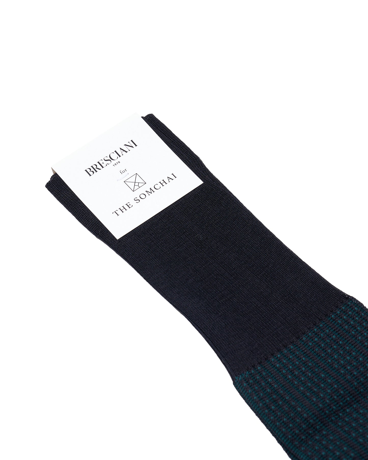 Knee length socks - Ribbed dot cotton - Blue Pavone