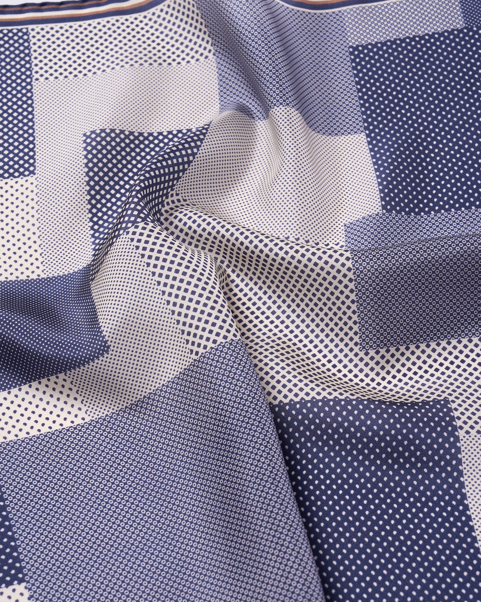 Pocket square - Silk - Navy Multi dots and patterns