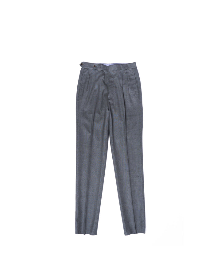 Plain wool trousers - Double pleat trousers - Medium grey