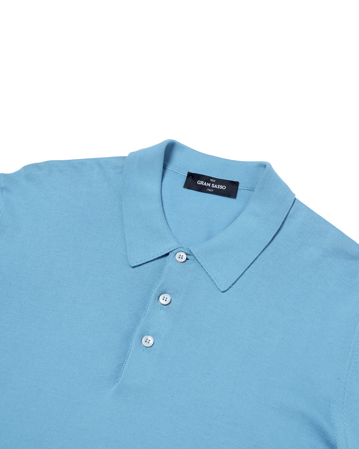 Knitted Suvin cotton polo - Sky blue