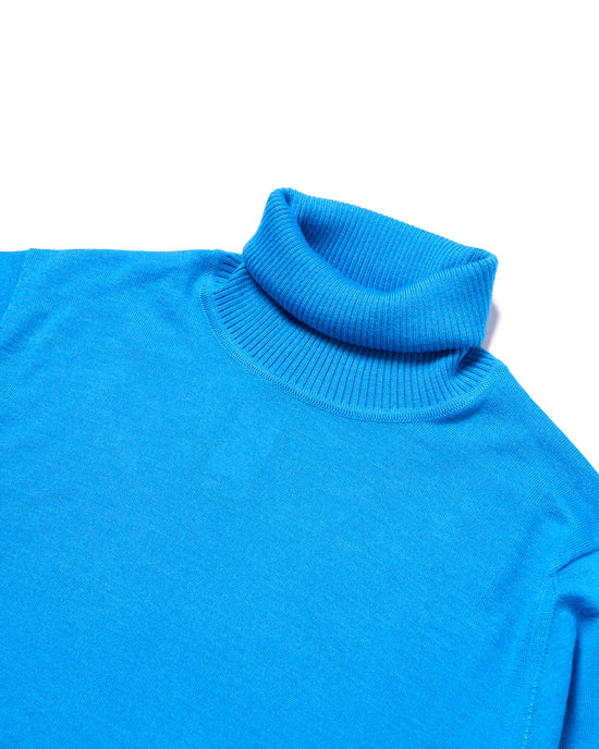 Roll neck cashmere and silk sweater - Sky blue
