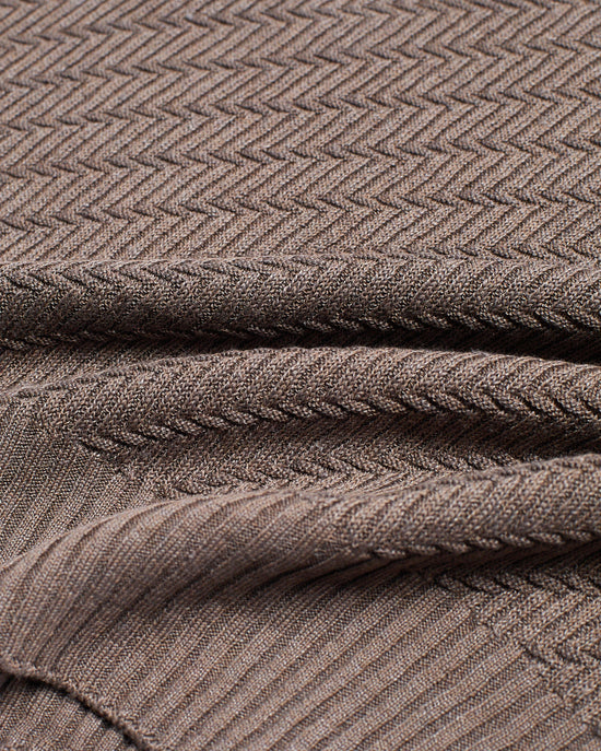 Knitted zigzag linen and cotton T-shirt - Dark brown
