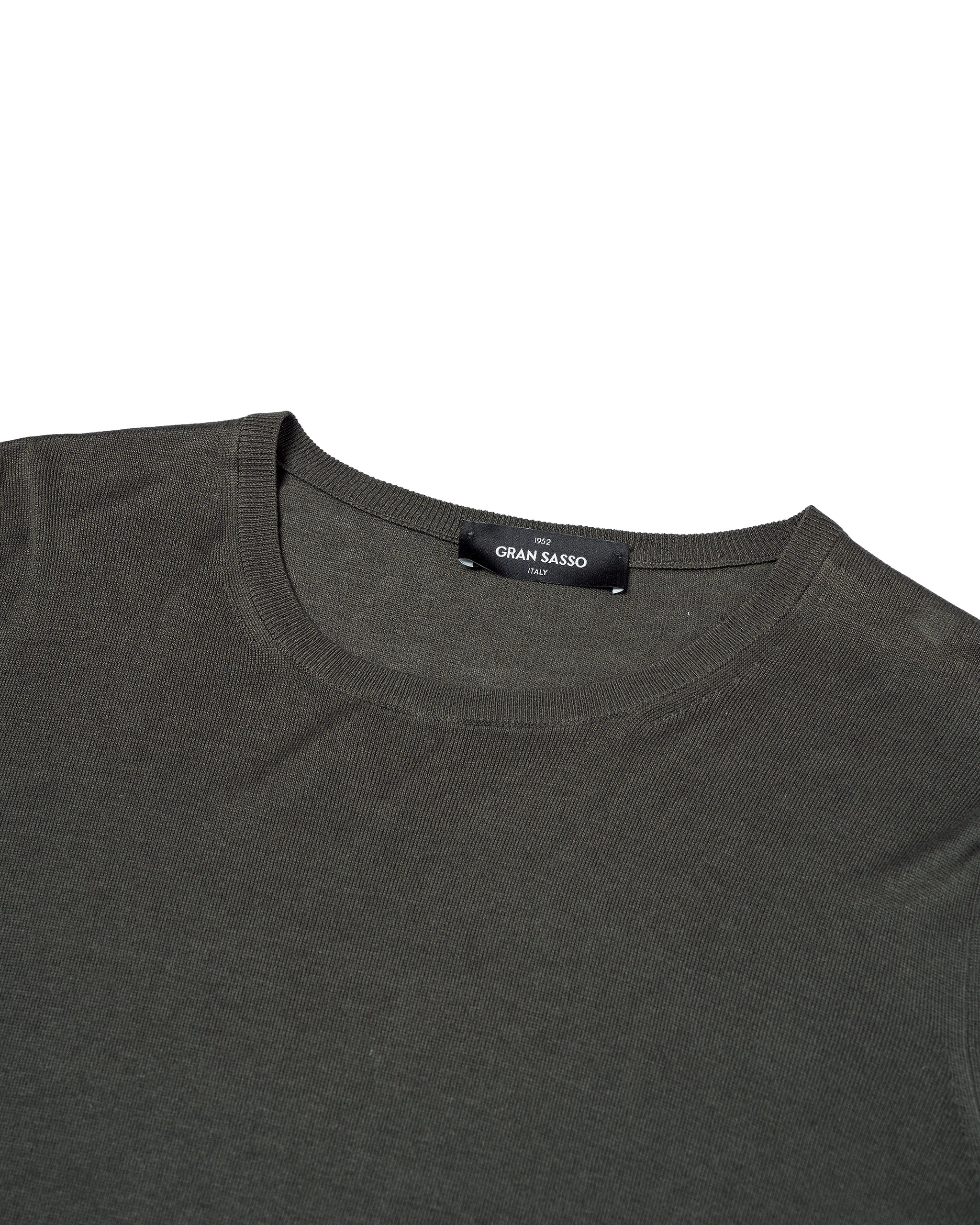 Knitted silk crewneck t-shirt - Military green