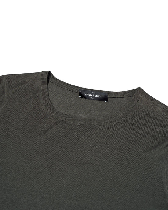 Knitted silk crewneck t-shirt - Military green