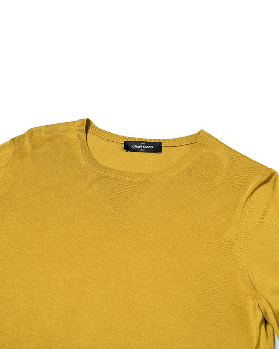 Knitted silk crewneck t-shirt - Amber yellow