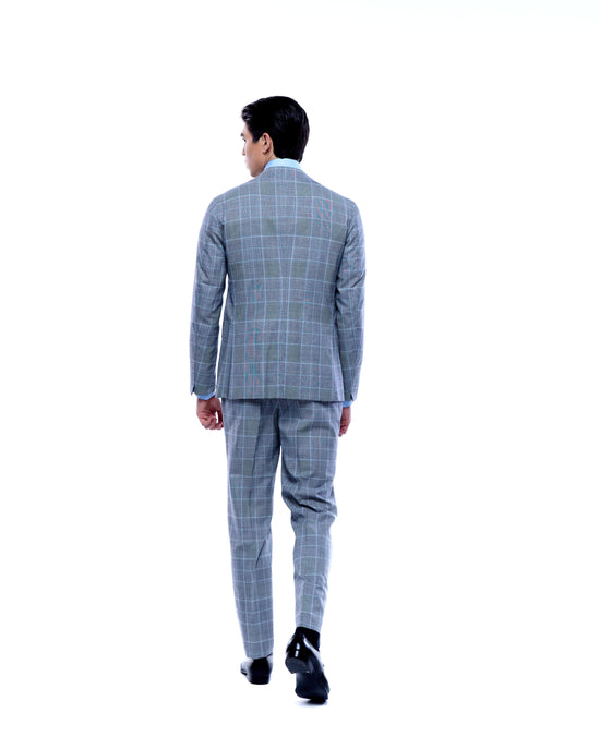 Suit - Single breasted - Grey Glen plaid - wool