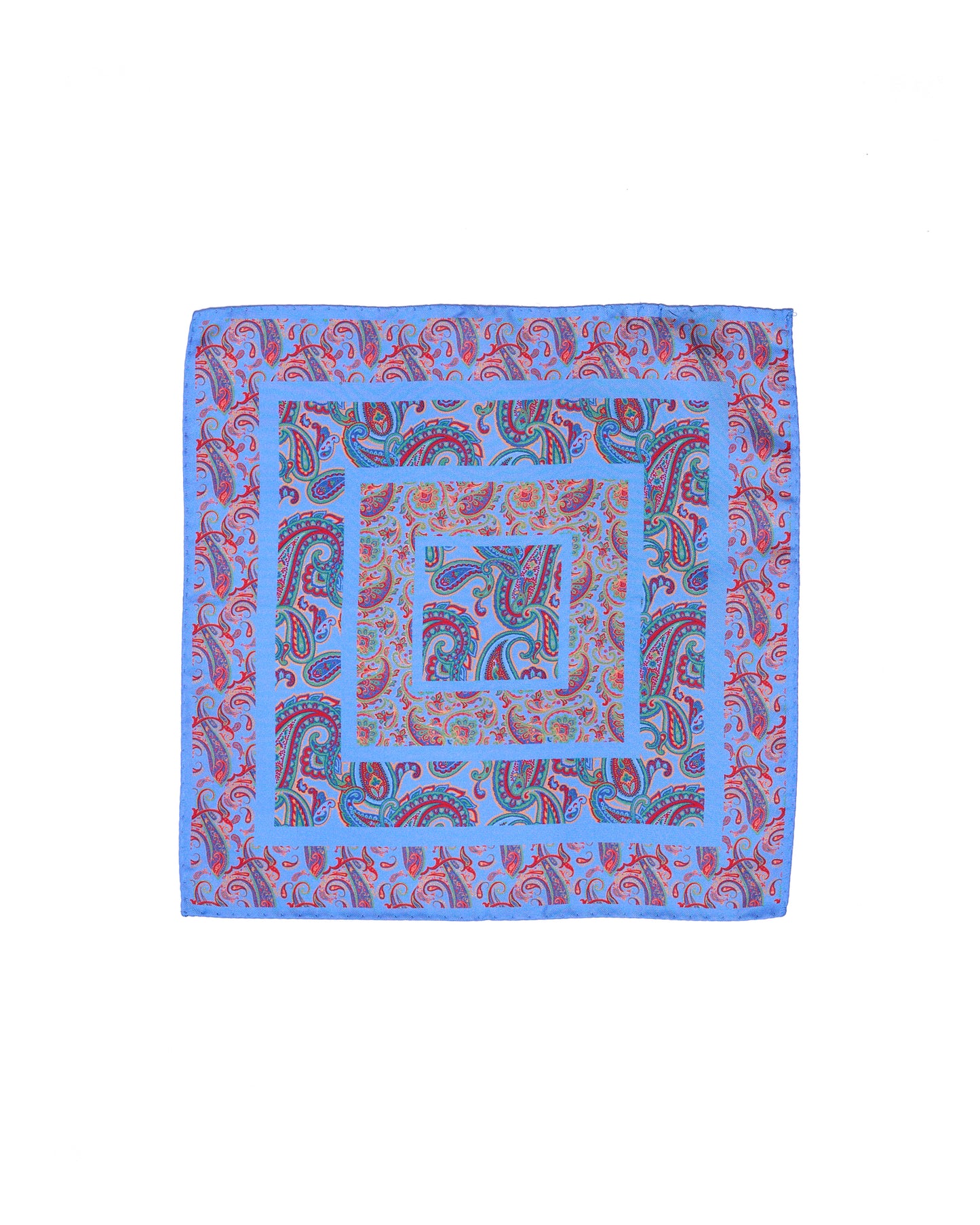 Pocket square - Light blue with reddish gingham - silk