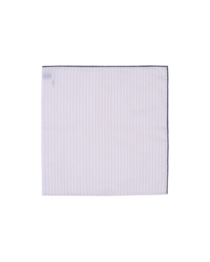 Pocket square - cotton - Ivory stripe with black rim