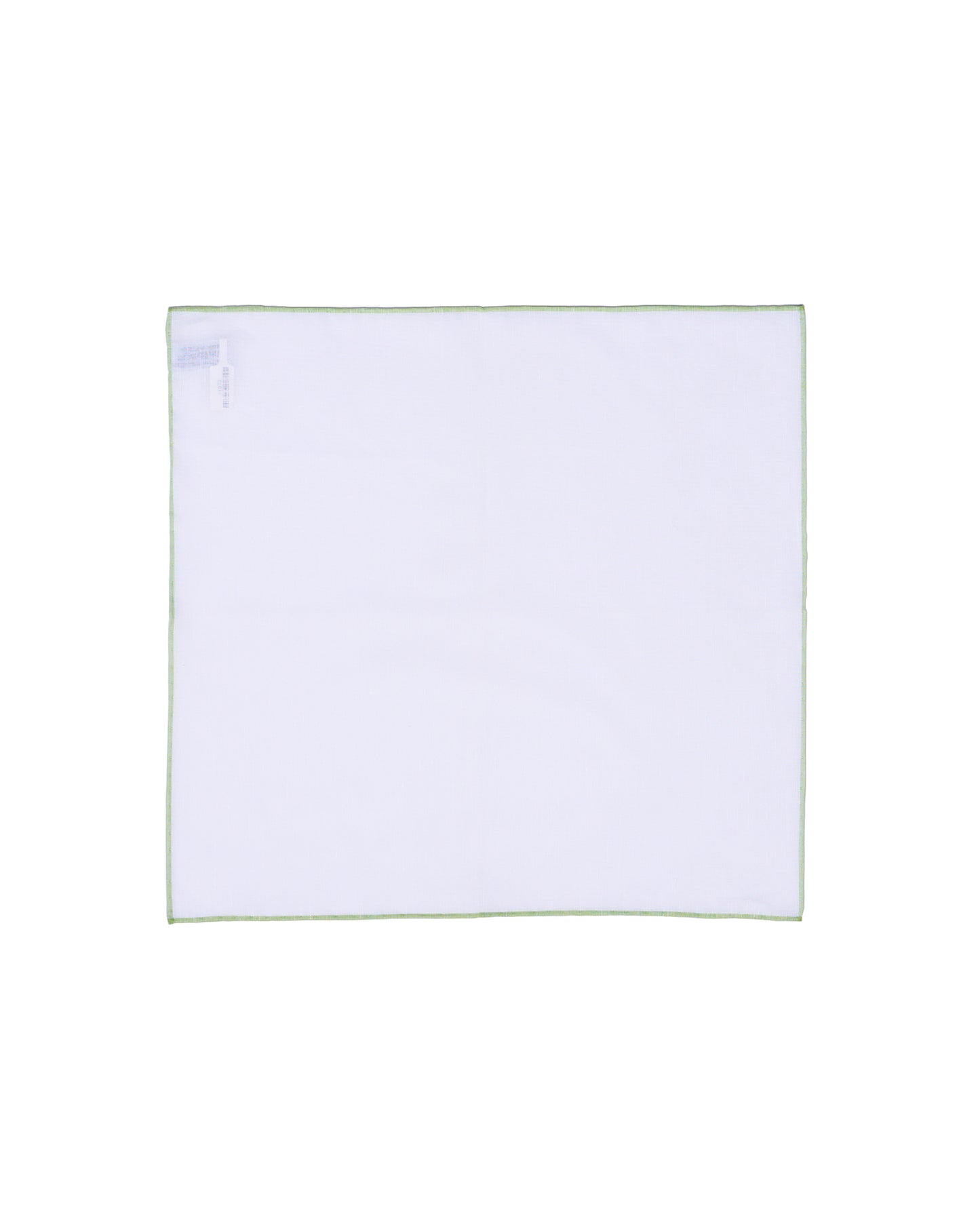 Pocket square - cotton / linen - White with green rim