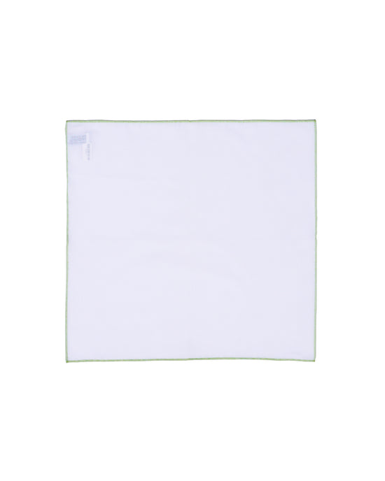 Pocket square - cotton / linen - White with green rim