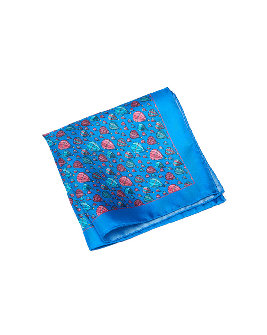 Pocket square - Ocean blue with ballon  - silk