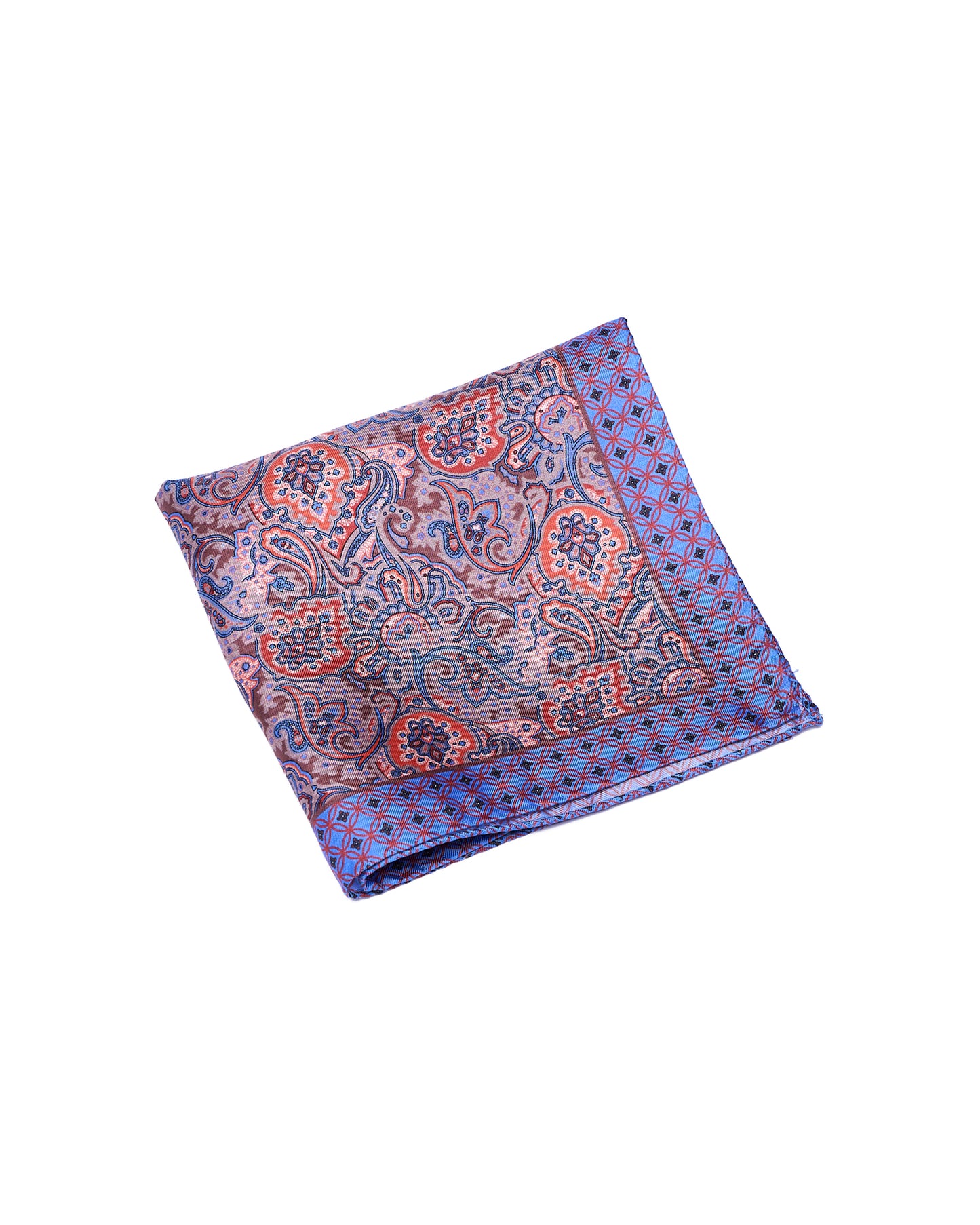Pocket square - Purple with brown gingham  - silk
