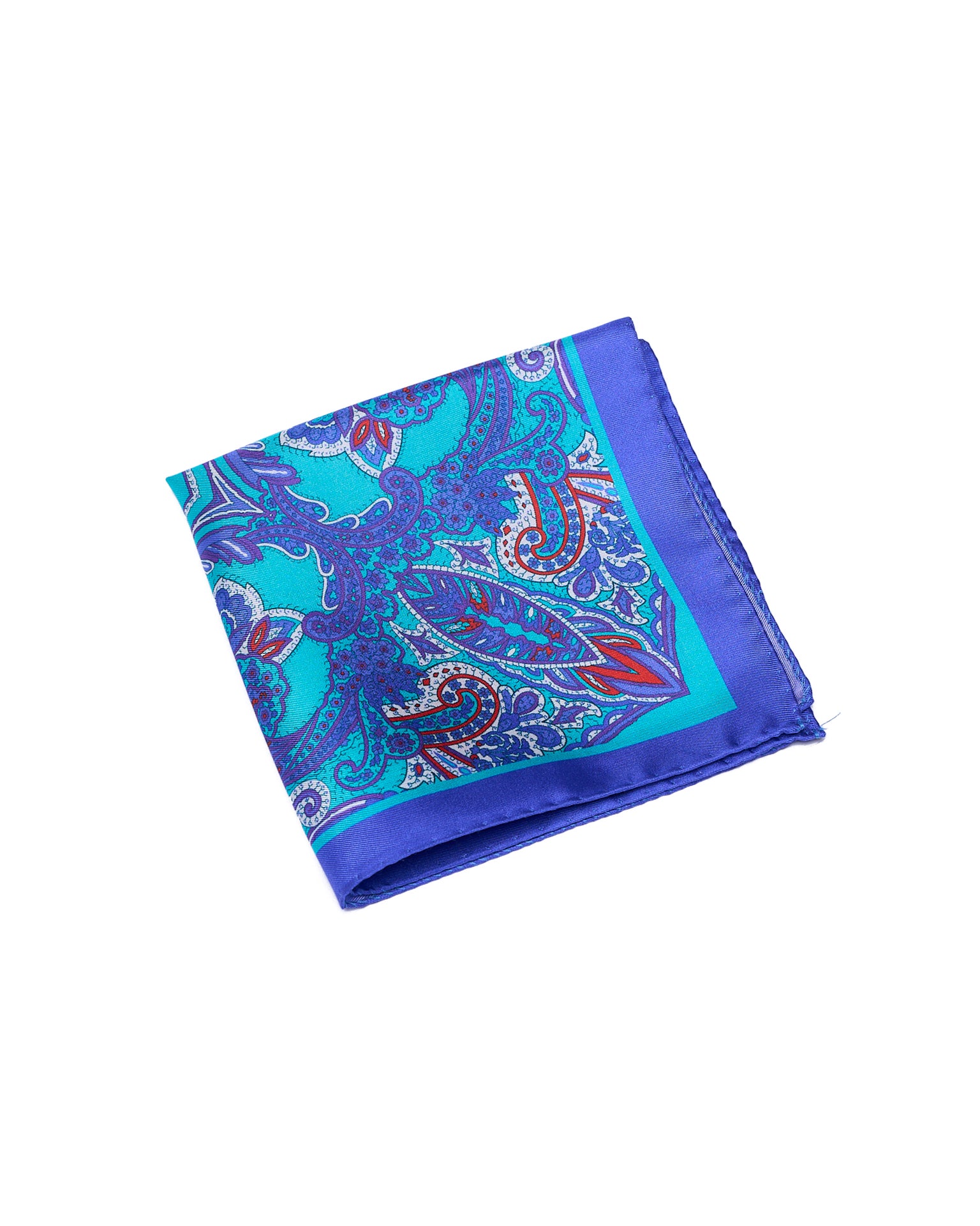 Pocket square - Light Blue with blue carnival  - silk