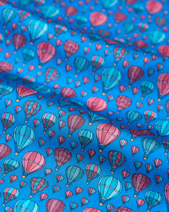 Pocket square - Ocean blue with ballon  - silk