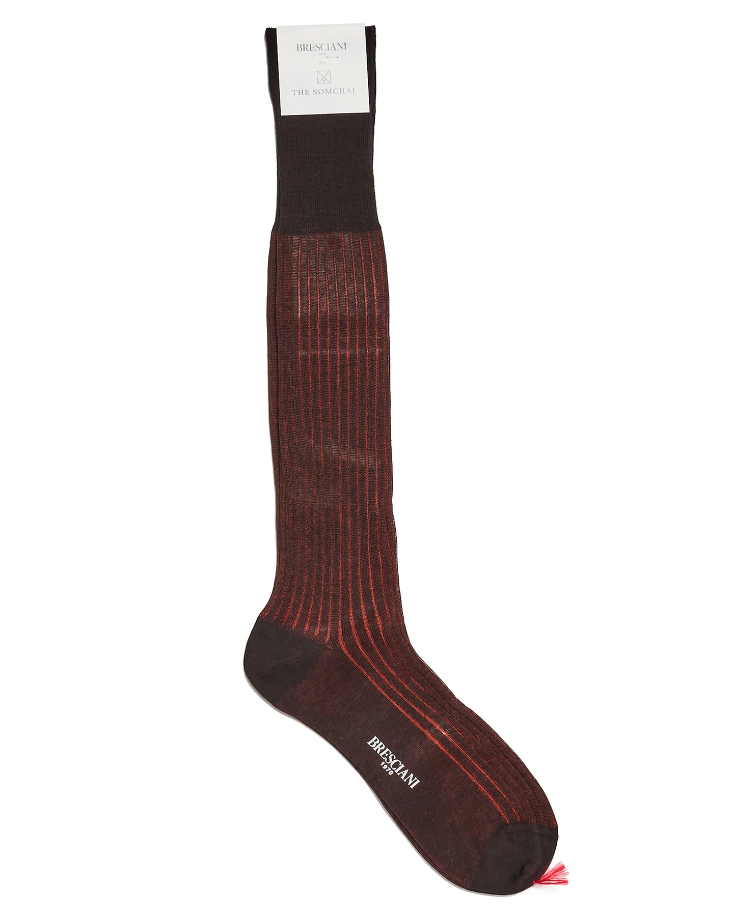 Knee length socks - Ribbed cotton - Cioccolato Orange 339 - ML052JQ0000BR