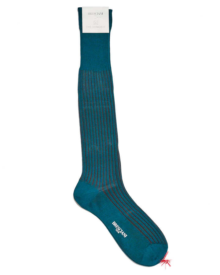 Knee length socks - Ribbed cotton - Ottanio Bruciato 335 - ML052JQ0000BR
