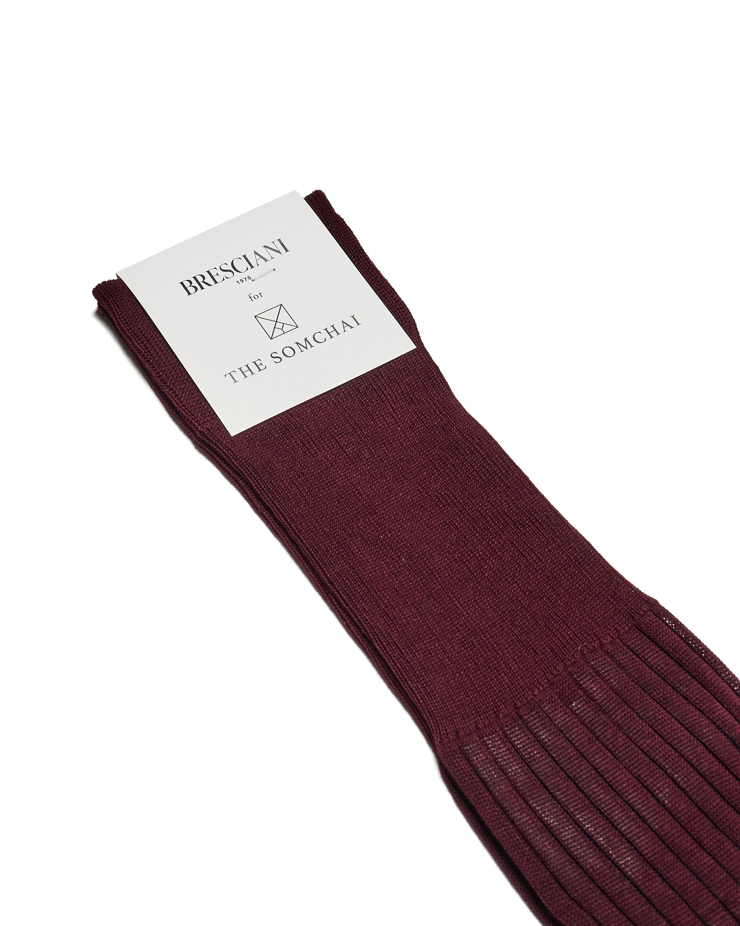 Knee length socks - Ribbed cotton - Burgundy blu