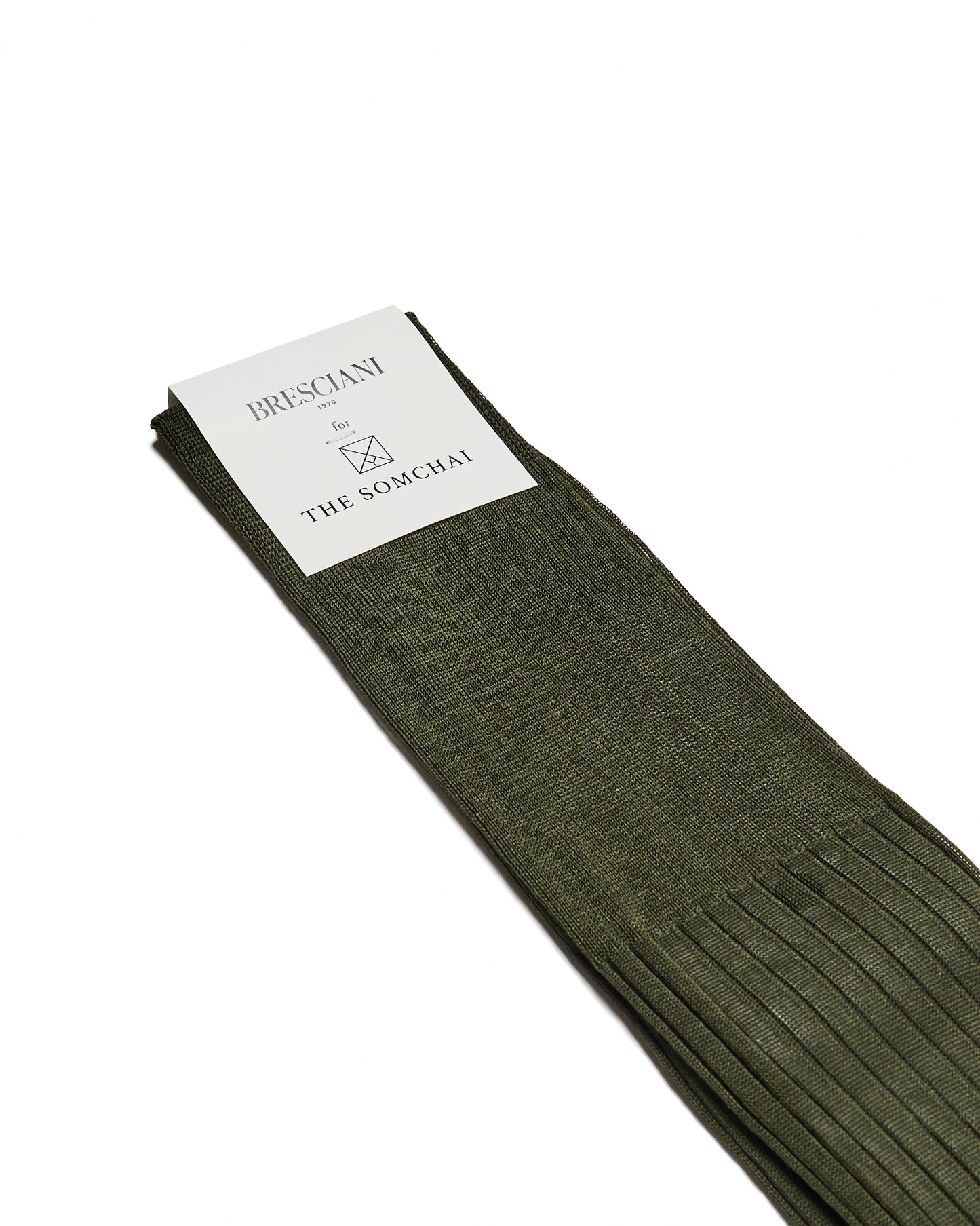 Knee length socks - Ribbed cotton - Verde Militare