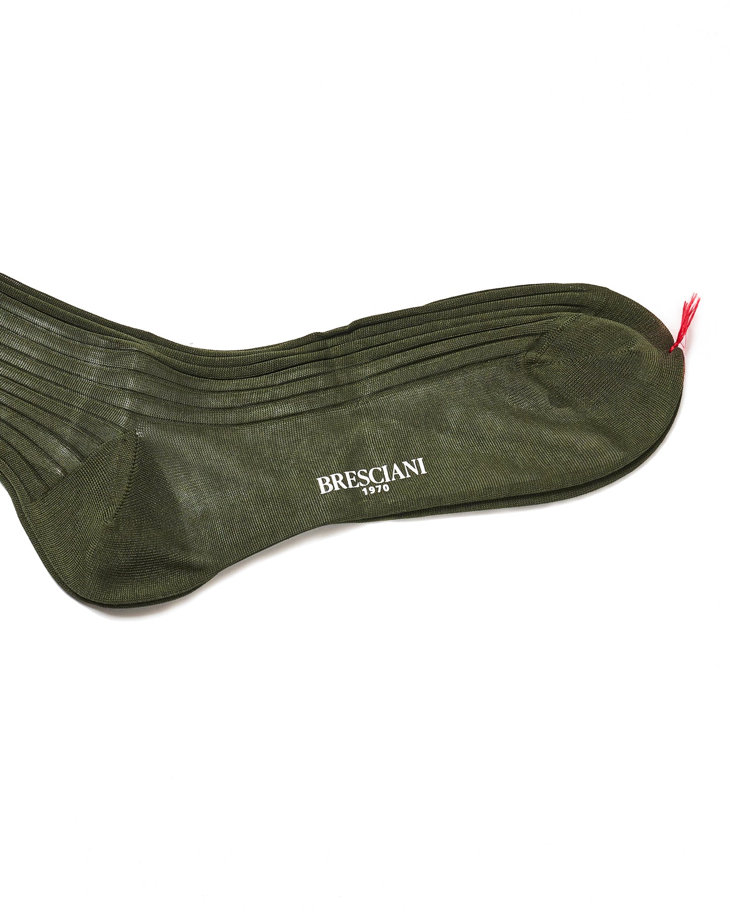Knee length socks - Ribbed cotton - Verde Militare