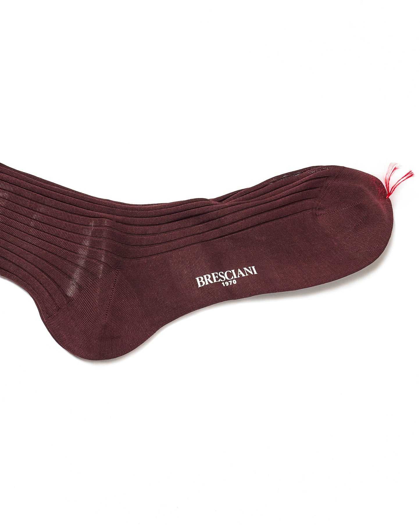 Knee length socks - Ribbed cotton - Bordeaux