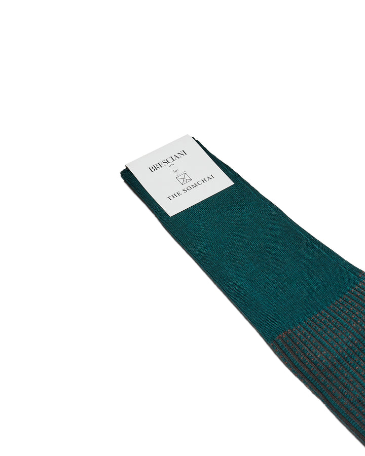 Knee length socks - Ribbed dot cotton - Pavone Moka