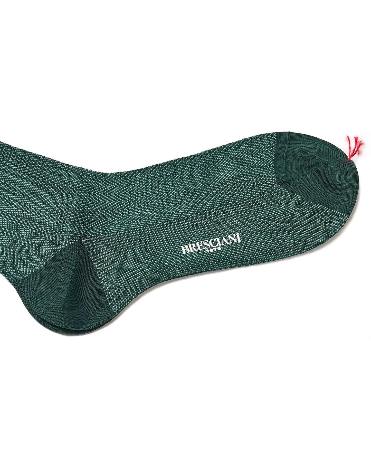 Knee length socks - Herringbone cotton - Verdone Menta