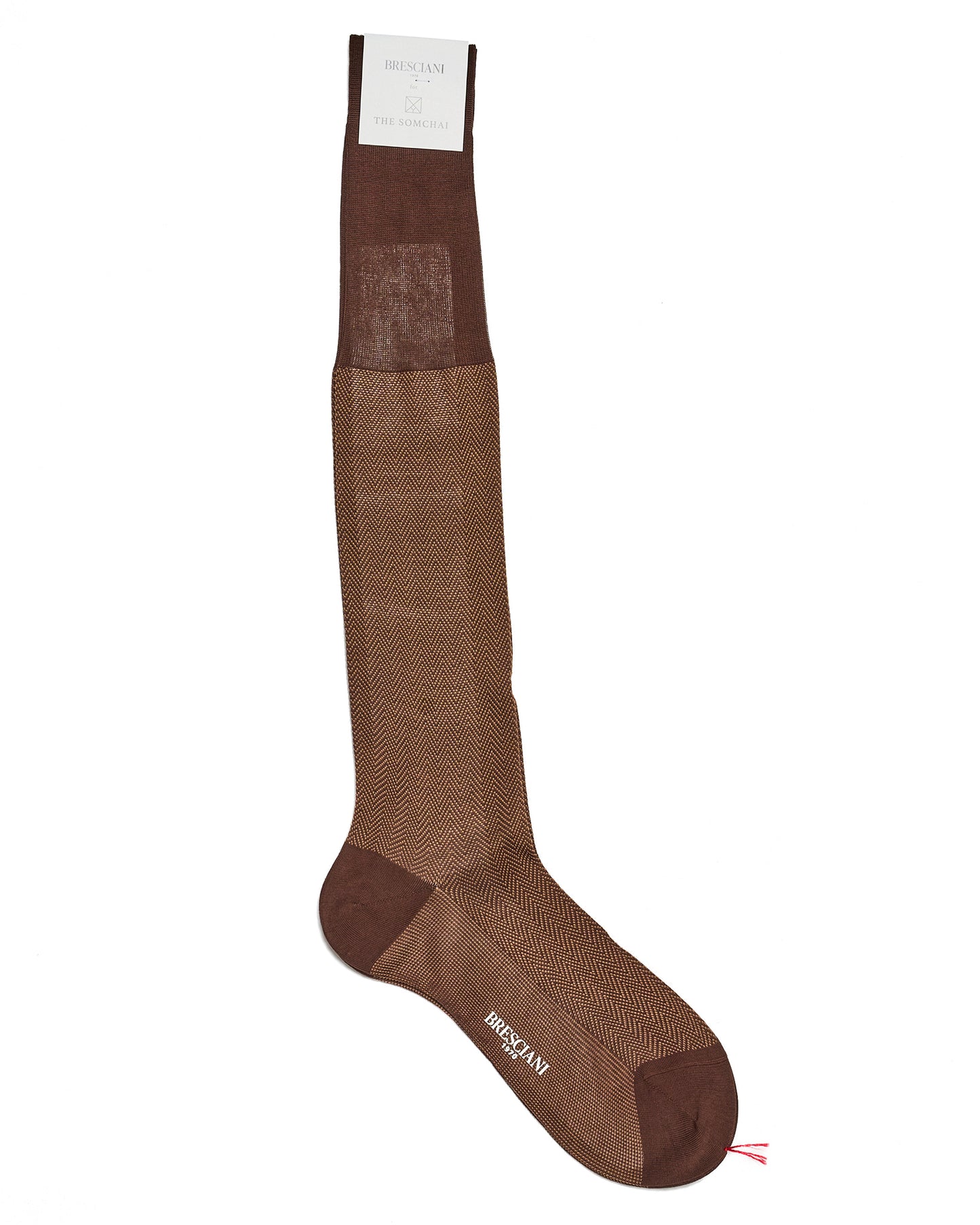 Knee length socks - Herringbone cotton - Moka Noce