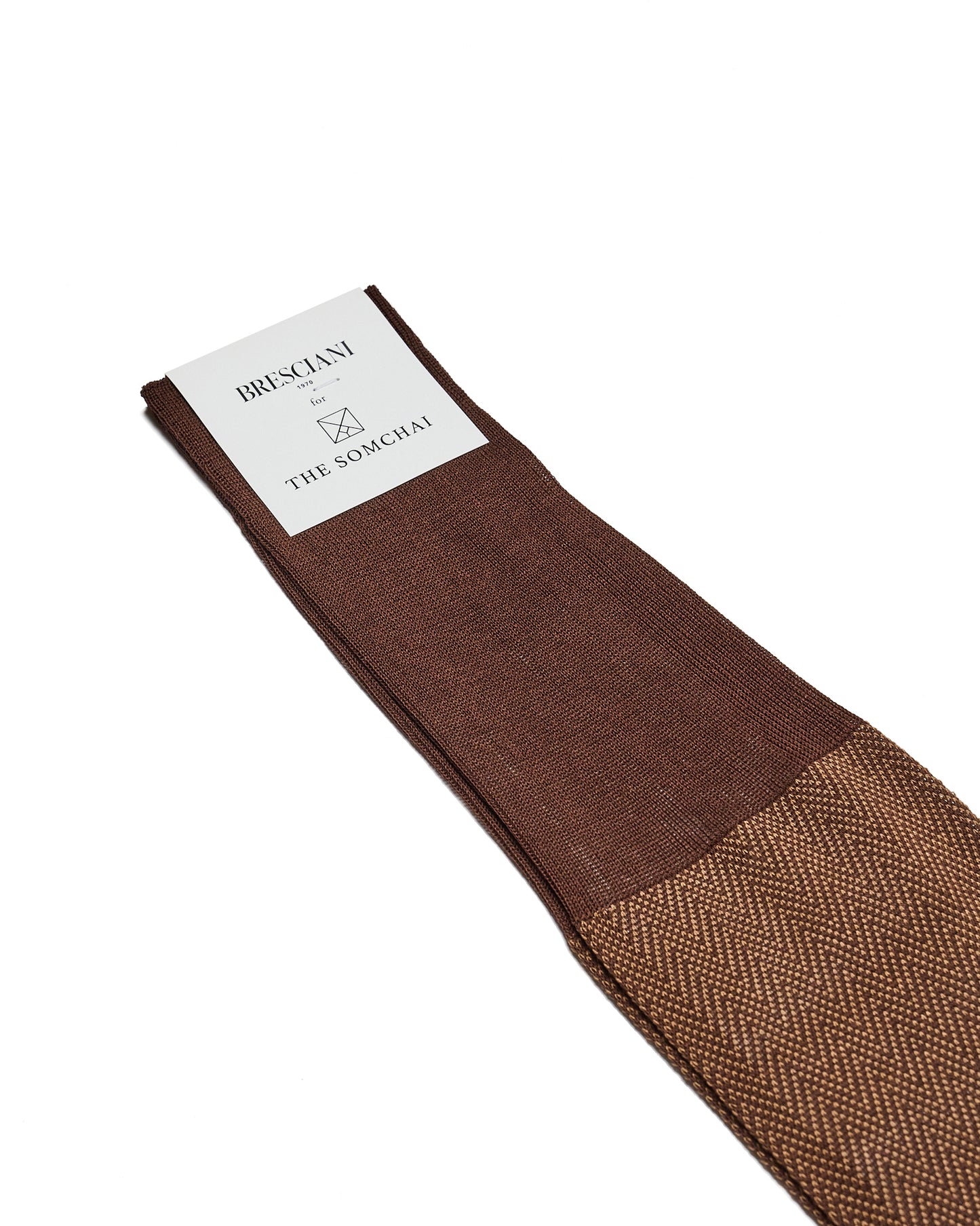 Knee length socks - Herringbone cotton - Moka Noce