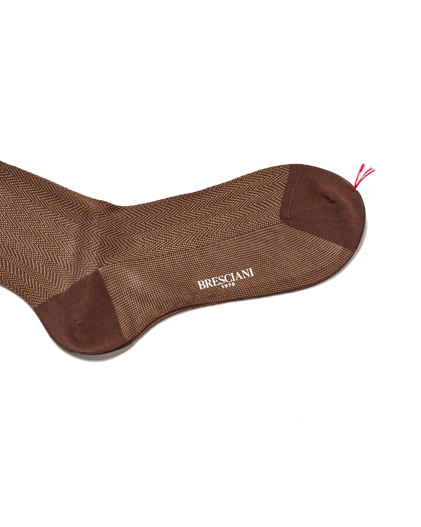 Knee length socks - Herringbone cotton - Moka Noce