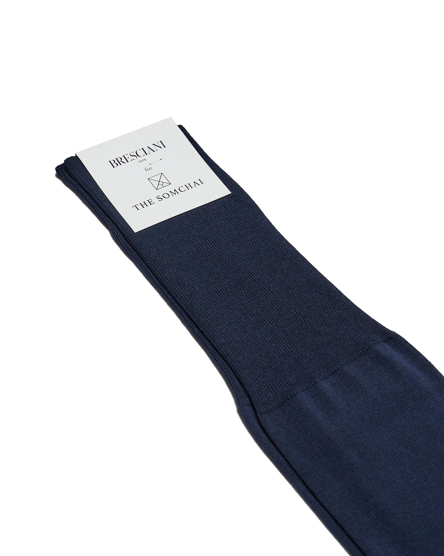 Knee length socks - Plain Sea island cotton  - Marine