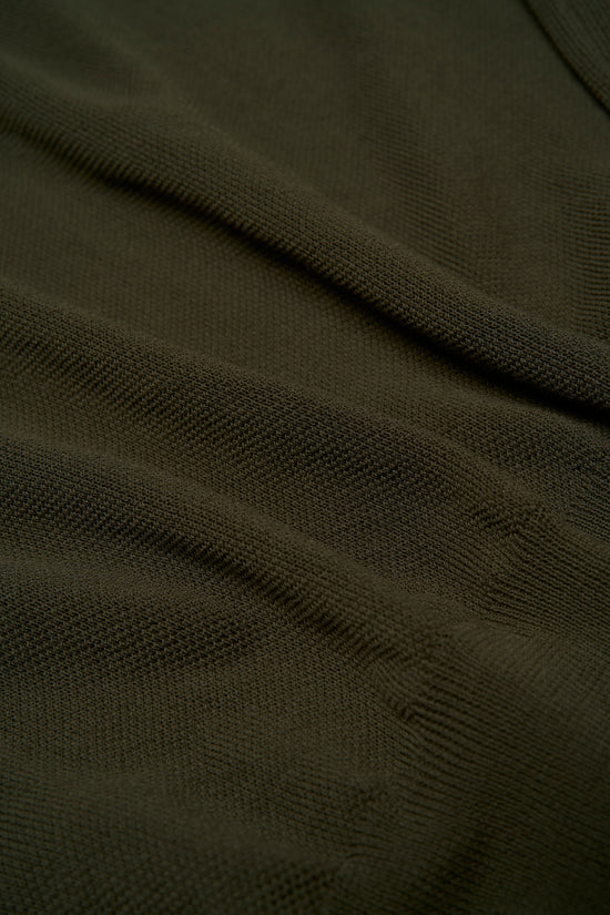 Knitted pique cotton polo - Olive green