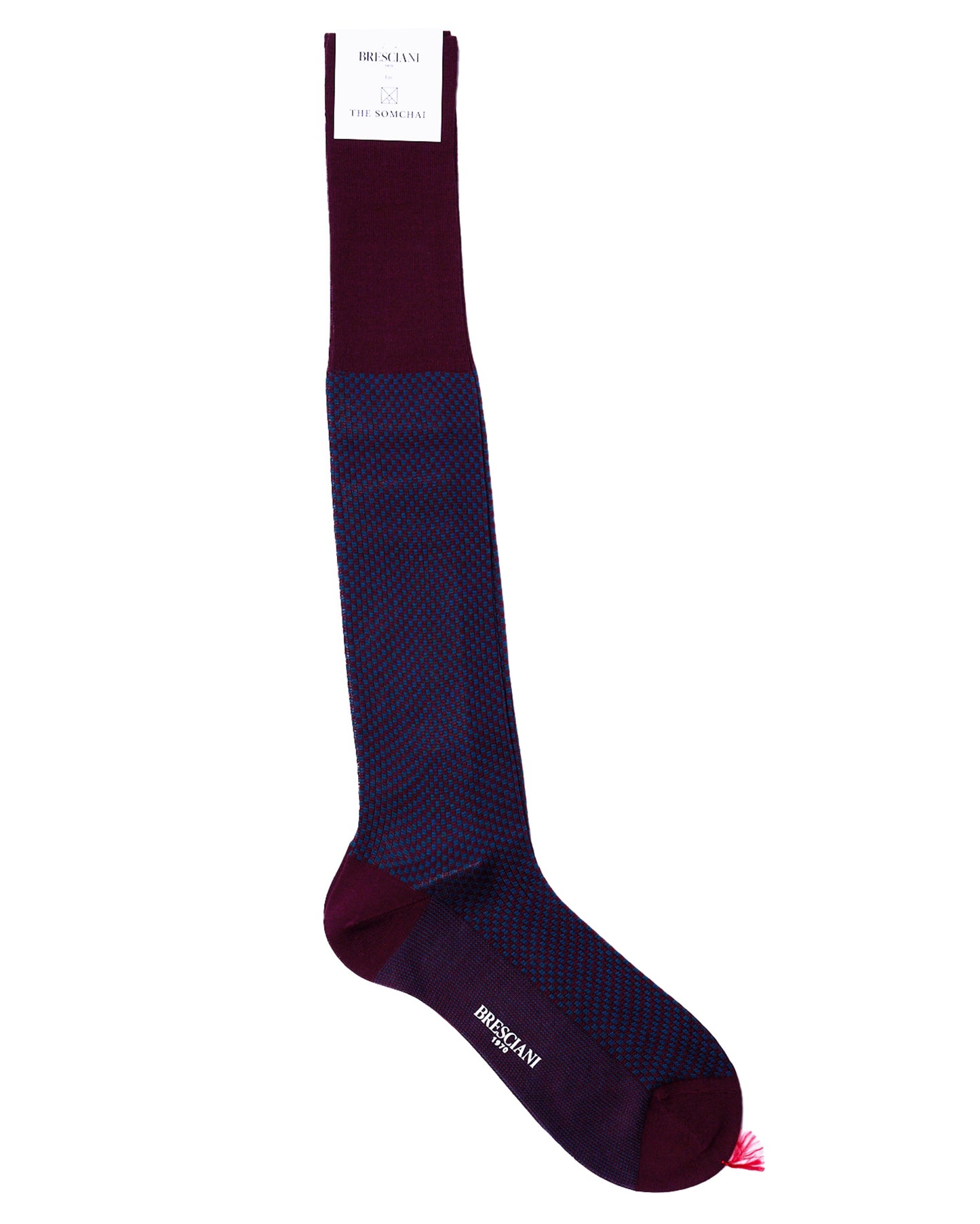 Knee length socks - Checkered cotton - Bordeaux Bluette