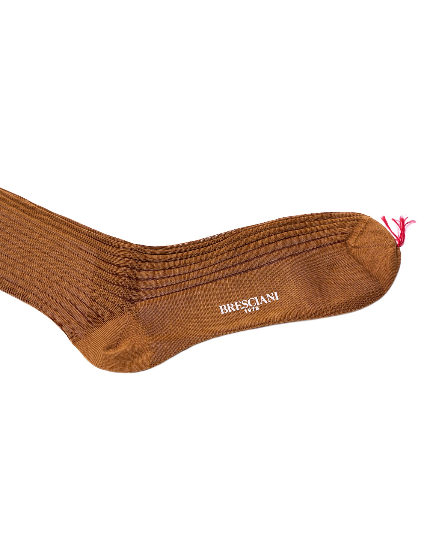 Knee length socks - Color ribbed cotton - Cannella Bruciato