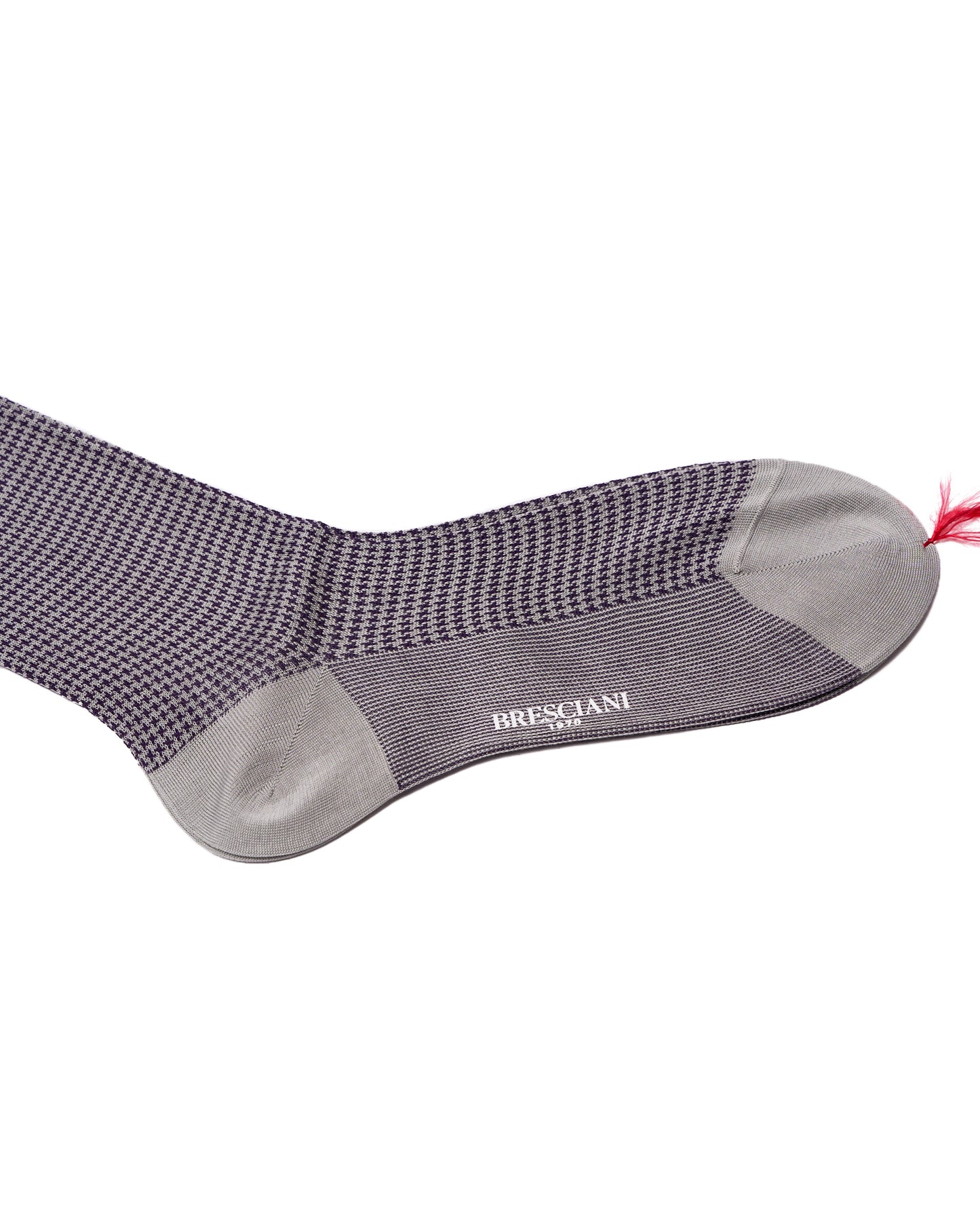 Knee length socks - Houndstooth cotton - Allumino purple