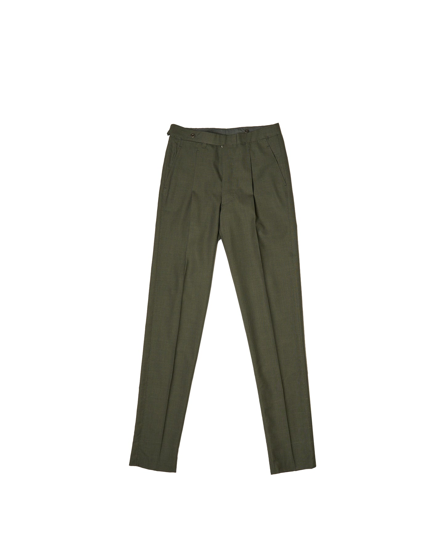 High twist wool trousers - Single pleat - Dark green